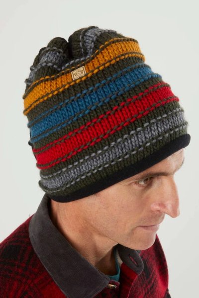 画像1: E9 Tubo Stripe Beanie CAP  ツボ ストライプ ビーニー キャップ ネックウォーマー