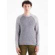 画像3: MOON Men’s Striped LS Technical Long Sleeve Shirt Grey Marl/Indigo  ムーン ストライプ ボーダー テクニカル 長袖シャツ グレー (3)